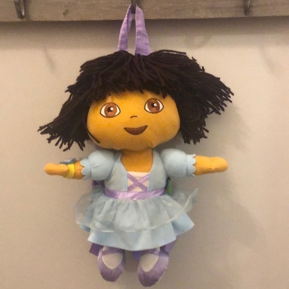 Dora the Explorer Backpack Blue Sparkle Ballerina Plush Zipper Back 2005 - Picture 1 of 12